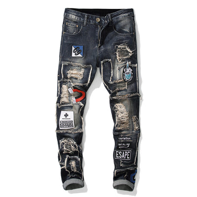 Jeans Rotos Elásticos Estilo Europeo Americano para Hombre - Image 5