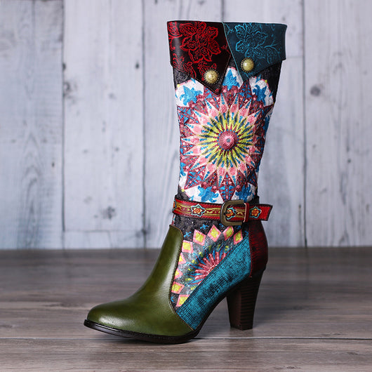 Botas Cortas de Terciopelo Retro con Tacón Alto para Mujer - Image 4