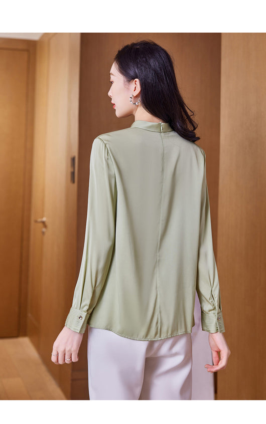 Blusa de Seda Cuello Redondo Elegante y Versátil para Mujer - Image 14