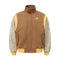 Chaqueta Deportiva Beisbolera Hombre con Contraste de Piel PU