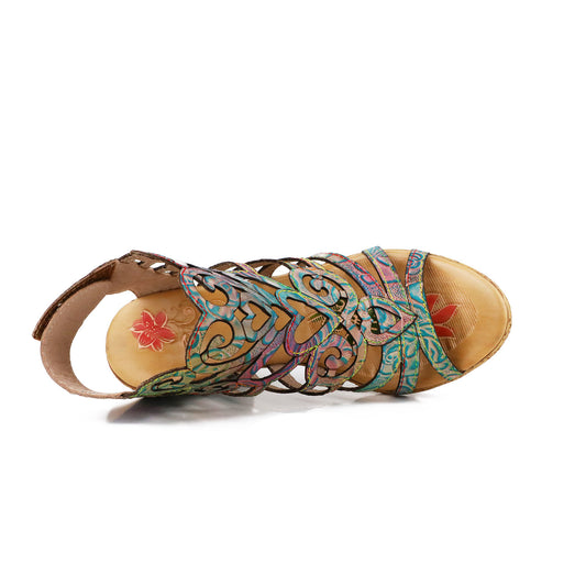 Sandalias Étnicas de Tacón Grueso Estilo Europeo y Americano - Image 2