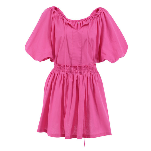 Conjunto de Dos Piezas Lino y Algodón con Blusa Cuello V y Falda Corta - Image 5