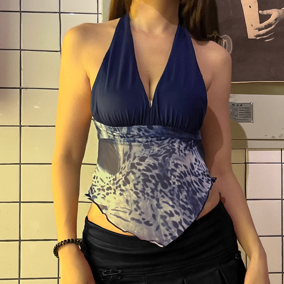 Top Halter Escotado sin Espalda Slim Fit para Mujer