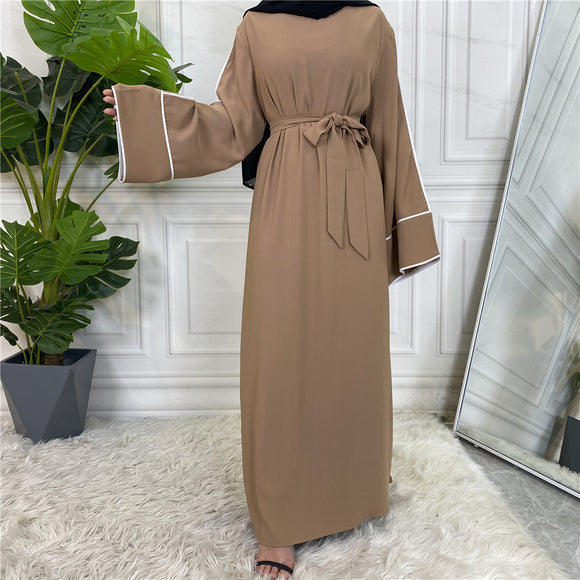 Vestido Blanco Liso Talla Grande para Mujer con Cordones Laterales