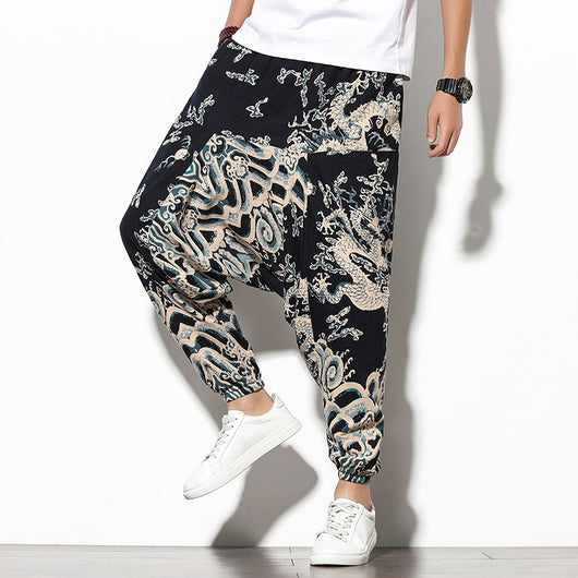 Pantalones Bohemios Anchos de Pierna Suelta con Estampado Floral Elefante para Playa - Image 15