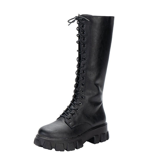 Botas Knight de Cordones Negras para Mujer - Estilo Británico Clásico - Image 3