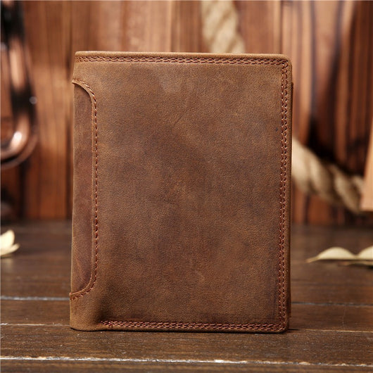 Billetera Vertical de Cuero Genuino Estilo Retro para Hombre - Image 2