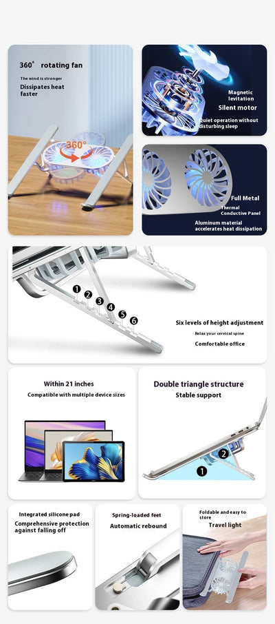 Soporte Ajustable de Aluminio para Laptop y Tablet con Ventiladores Duales - Image 18