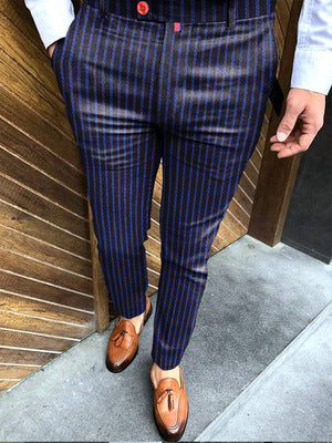 Pantalones Casuales Slim Fit con Estampado de Rayas para Hombre - Verano - Image 4