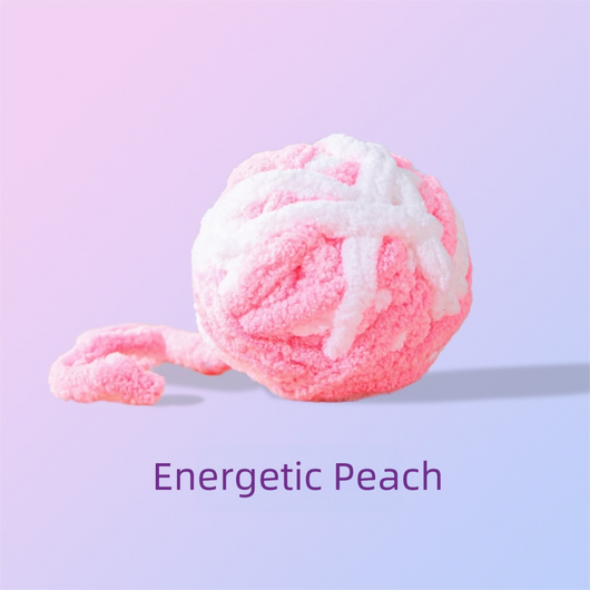 Pink and purple striped plush cat toy ball, made from chunky yarn, designed for silent play and chewing. - Image 8