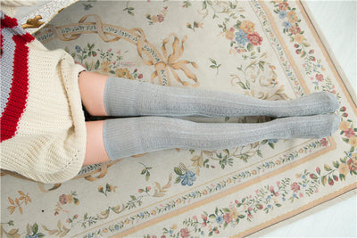 Calcetines de Algodón para Mujer con Tejido Grueso y Trenzado