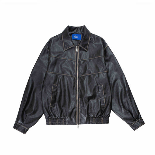 Chaqueta de Cuero Motociclista Retro Japonés Oversized Street - Image 11