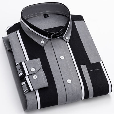 Camisa Casual de Manga Larga con Rayas Anchas para Hombre - Image 6
