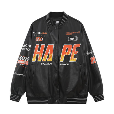 Chaqueta de Cuero PU para Motociclista con Costuras y Estampado - Image 9