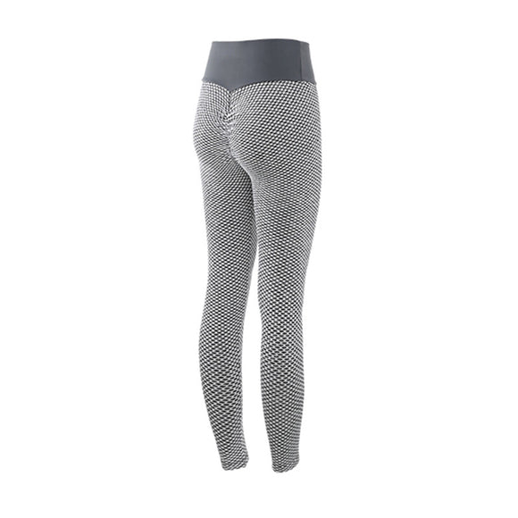 Leggings Deportivos a Cuadros Cintura Alta Transpirables sin Costuras