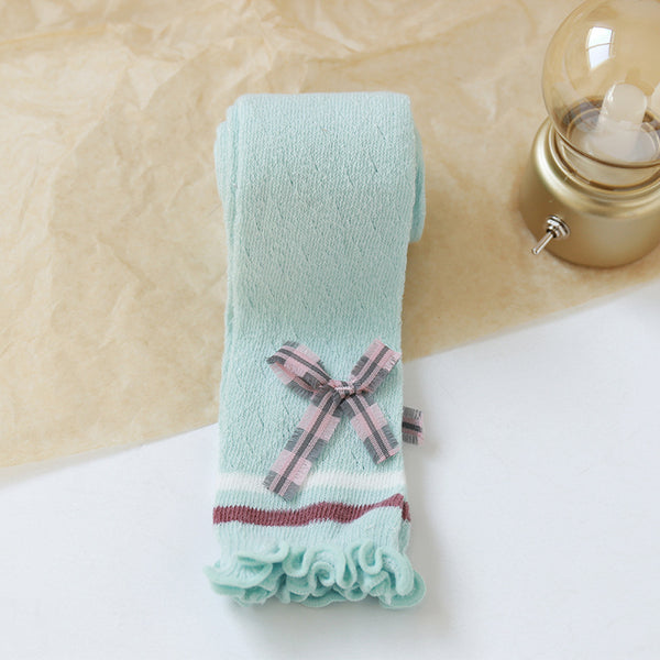 Calcetines Largos de Algodón Ice Silk para Niñas con Lazo - Hasta la Rodilla