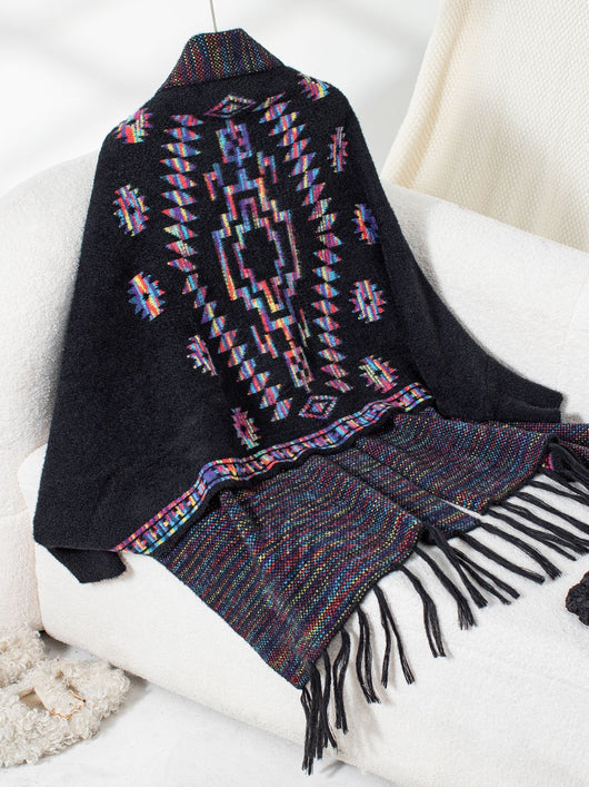 Rebozo Étnico Geométrico Pop con Borlas Artesanales - Image 27
