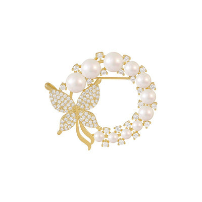 Broche Mariposa con Diamantes y Perlas - Image 5