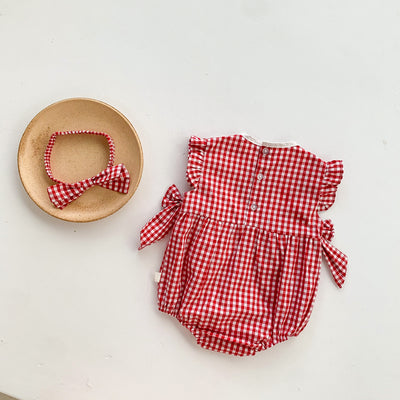 Enterizo Infantil de Encaje de Algodón con Diadema - Diseño Triangular Ligero para Niña - Image 4