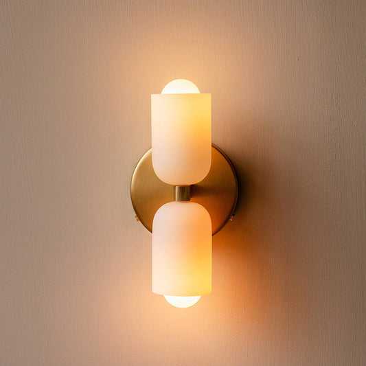 Lámpara de Pared Doble Cabezal Estilo Crema para Dormitorio
