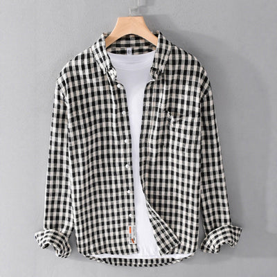 Camisa Cuadros Japonesa Manga Larga para Hombre - Estilo Casual y Versátil - Image 5