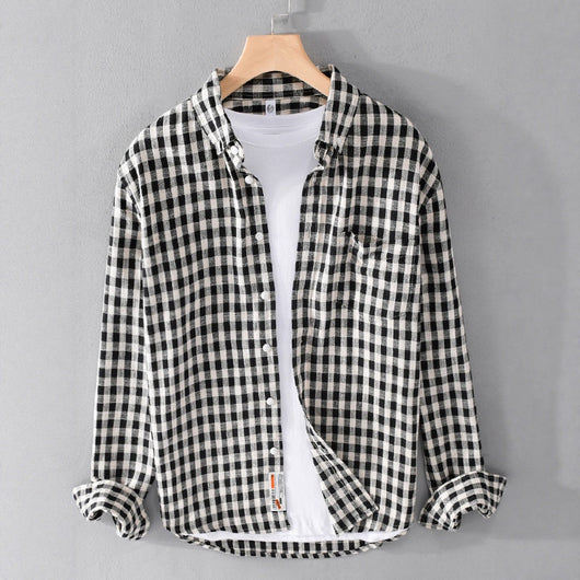 Camisa Cuadros Japonesa Manga Larga para Hombre - Estilo Casual y Versátil - Image 5
