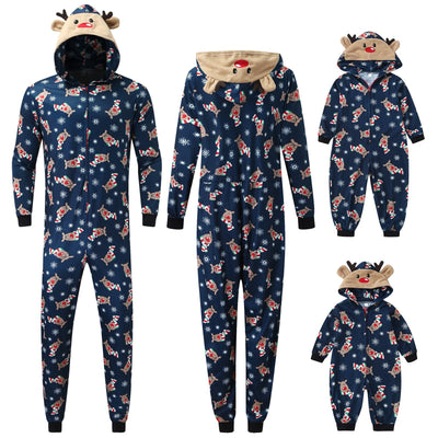 Conjunto Navideño Familiar con Capucha - Pijama Estampado Padre e Hijo