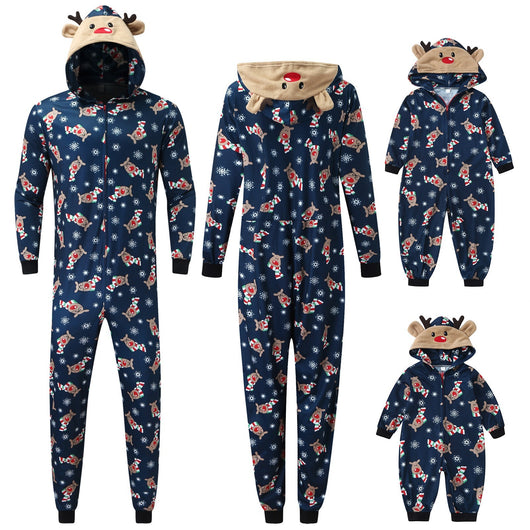 Conjunto Navideño Familiar con Capucha - Pijama Estampado Padre e Hijo