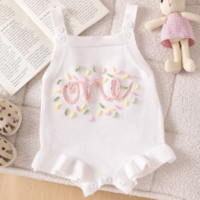 Enterizo Romper con Suéter Bordado y Volantes