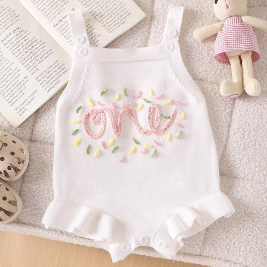 Enterizo Romper con Suéter Bordado y Volantes