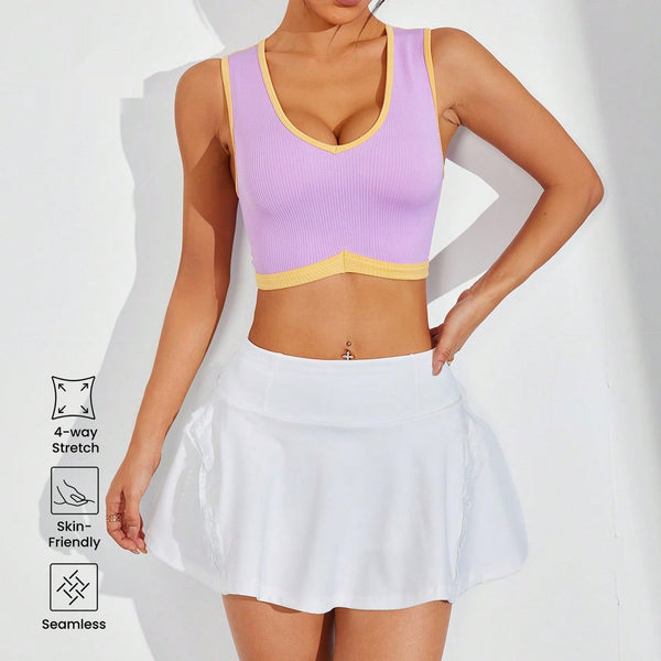 Top Deportivo para Mujer con Espalda Descubierta, Tirantes de Yoga y Soporte Absorbente