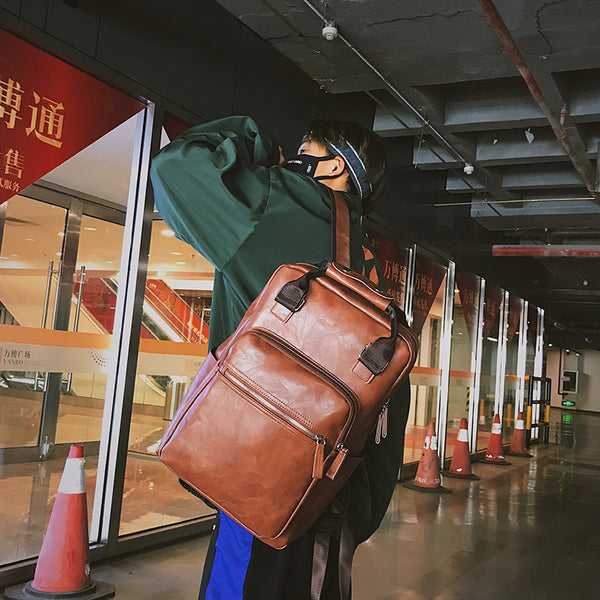 Mochila de Viaje Ejecutiva de Cuero PU con Gran Capacidad