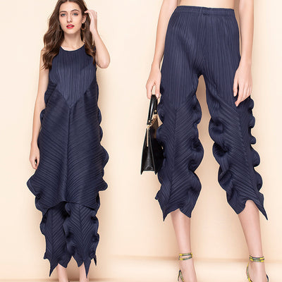 Pantalones Holgados Elásticos Plisados para Mujer - Comodidad Versátil Primavera, Verano y Otoño - Image 12