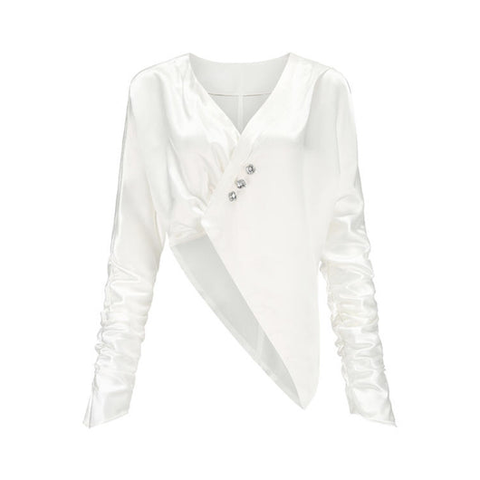 Blusa Casual Asimétrica con Mangas Murciélago y Cuello en V - Image 12
