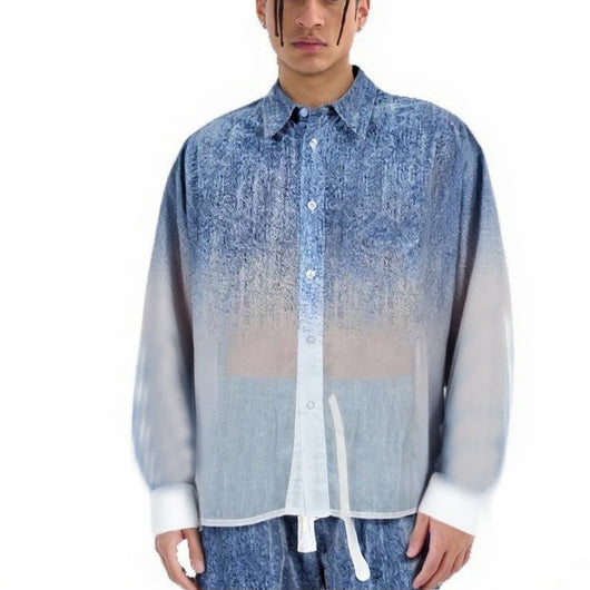 Camisa Degradado Semitransparente para Hombre - Image 4