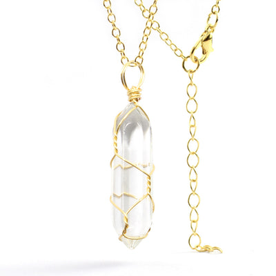 Collar Colgante de Cristal Hexagonal Envuelto a Mano con Piedra Natural - Image 24