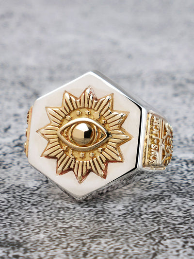 Anillo de Plata Tailandesa Ojo del Diablo Retro para Hombre - Image 4