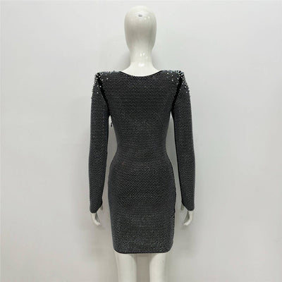 Vestido Ajustado con Strass y Diseño Cruzado - Image 14