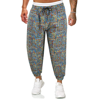 Pantalones Holgados de Algodón y Lino Multicolor para Hombre - Image 4