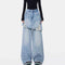Women's Vintage Blue Distressed Straight Leg Double Fabric Trousers