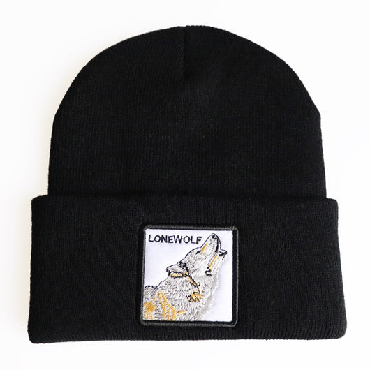 Gorro de Lana Tejido con Bordados de Animales para Invierno - Image 4