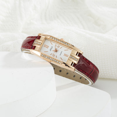 Reloj de Pulsera Delgado para Mujer con Patrón Texturizado y Diamante de Lujo - Image 2