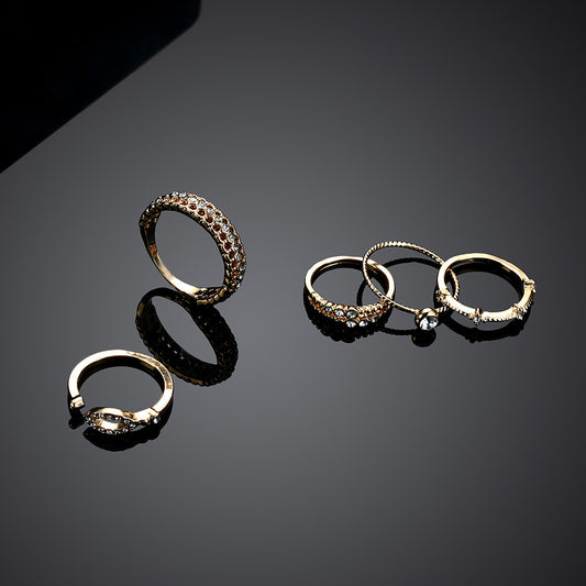 Juego de Anillos Articulados Chapados en Oro 18K Estilo Europeo