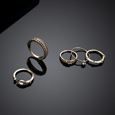 Juego de Anillos Articulados Chapados en Oro 18K Estilo Europeo