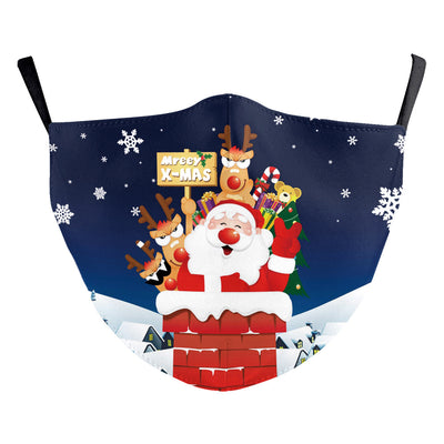 Christmas dust mask with a cartoon kitten in a Santa hat singing carols next to a decorated Christmas tree. - Image 13