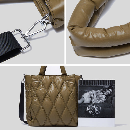 Bolso Mensajero Mujer Cuadros Diamante Gran Capacidad Acolchado - Image 2