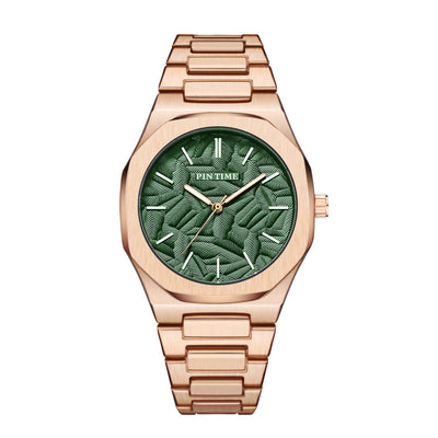 Reloj Impermeable para Hombre con Esfera Grabada en Relieve de Hoja de Palma - Image 16