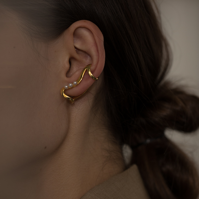 Aretes de Perlas Lujo Diseño Elegante Oro y Plata - Image 2