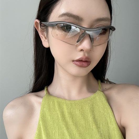 Blue frame sunglasses with blue mirrored lenses, ideal for outdoor sports and fashion wear. - Image 5