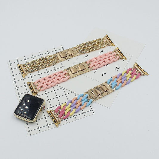 Correa de Reloj Denim con Cadena Metálica y Resina